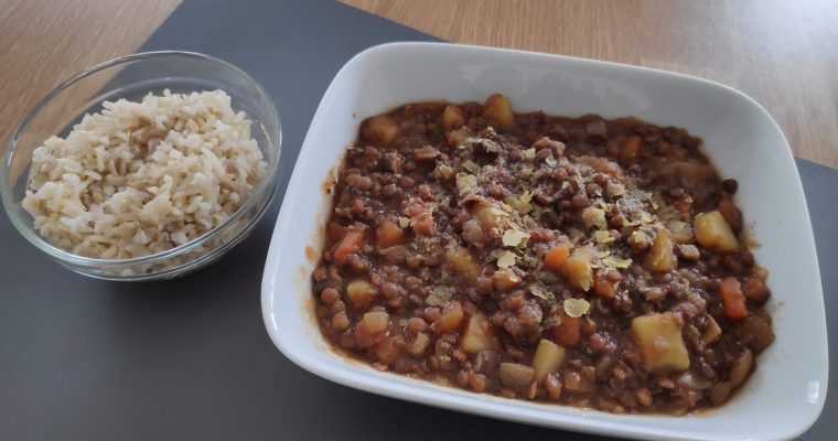 LENTIL STEW WITH BROWN RICE