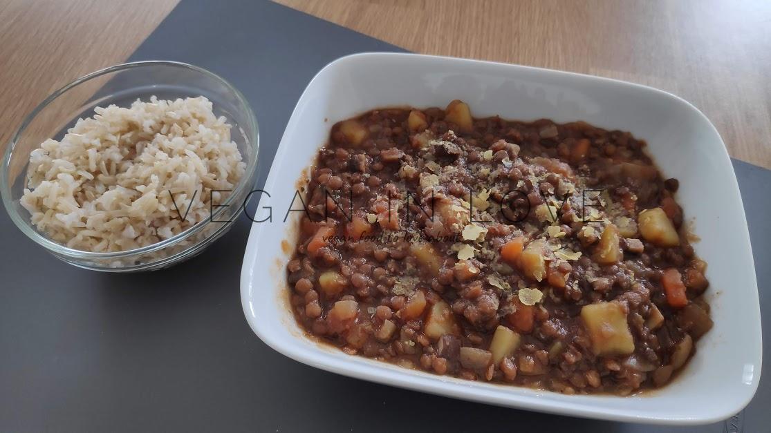 LENTIL STEW WITH BROWN RICE