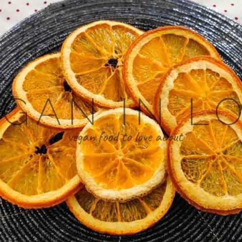 Dried orange slices in oven