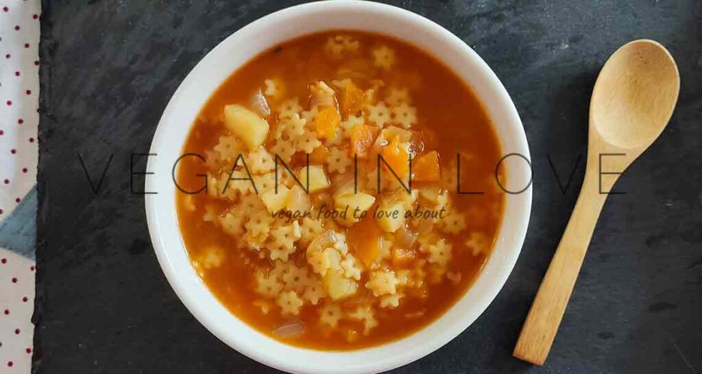 Healthy and hearty pasta with vegetable soup made of easy-to-find ingredients and affordable too. Delicious comforting vegan soup recipe great for kid lunches.