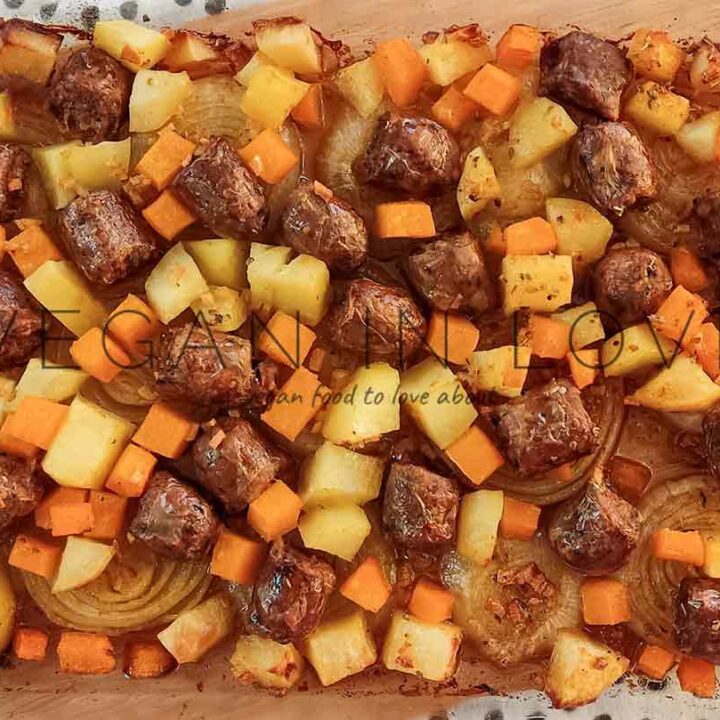 roasted vegetables with sausage