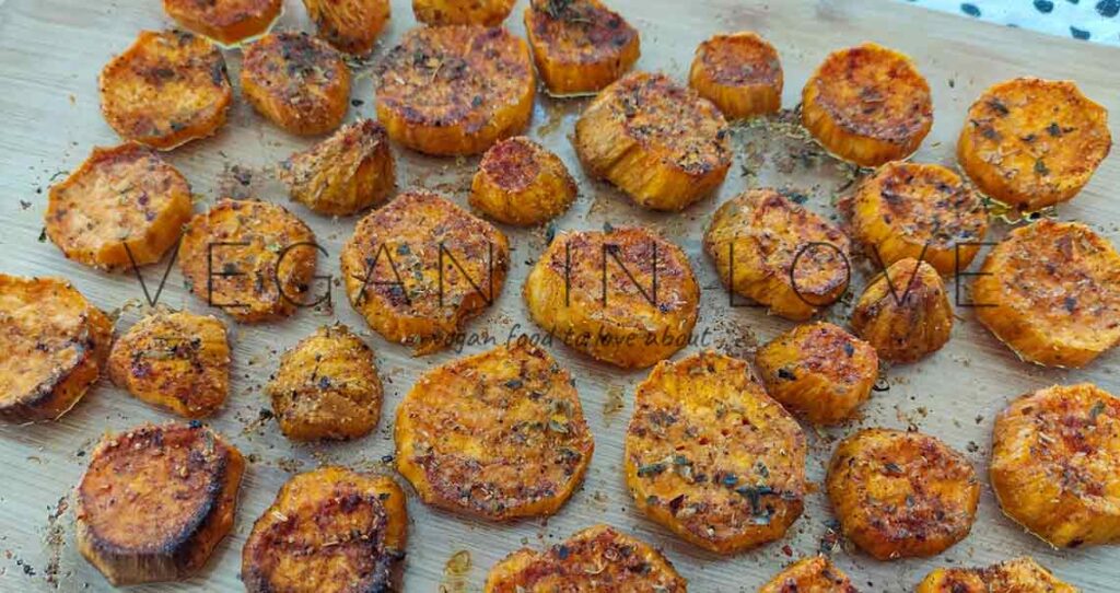 This roasted sweet potato recipe is soft inside and crispy outside. This delicious and nutritious recipe is easy to make and is great to enjoy as a side dish.