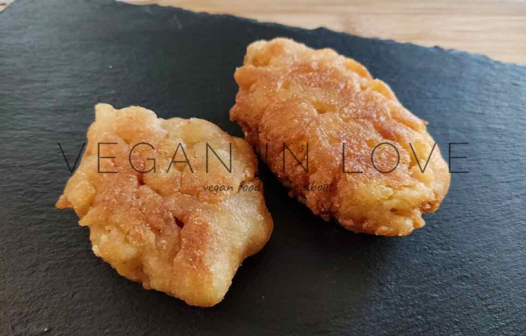 easy and simple vegan apple fritters recipe made with affordable ingredients